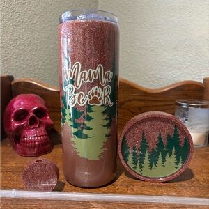3d effect Mama Bear forest scene 20oz tumbler set
